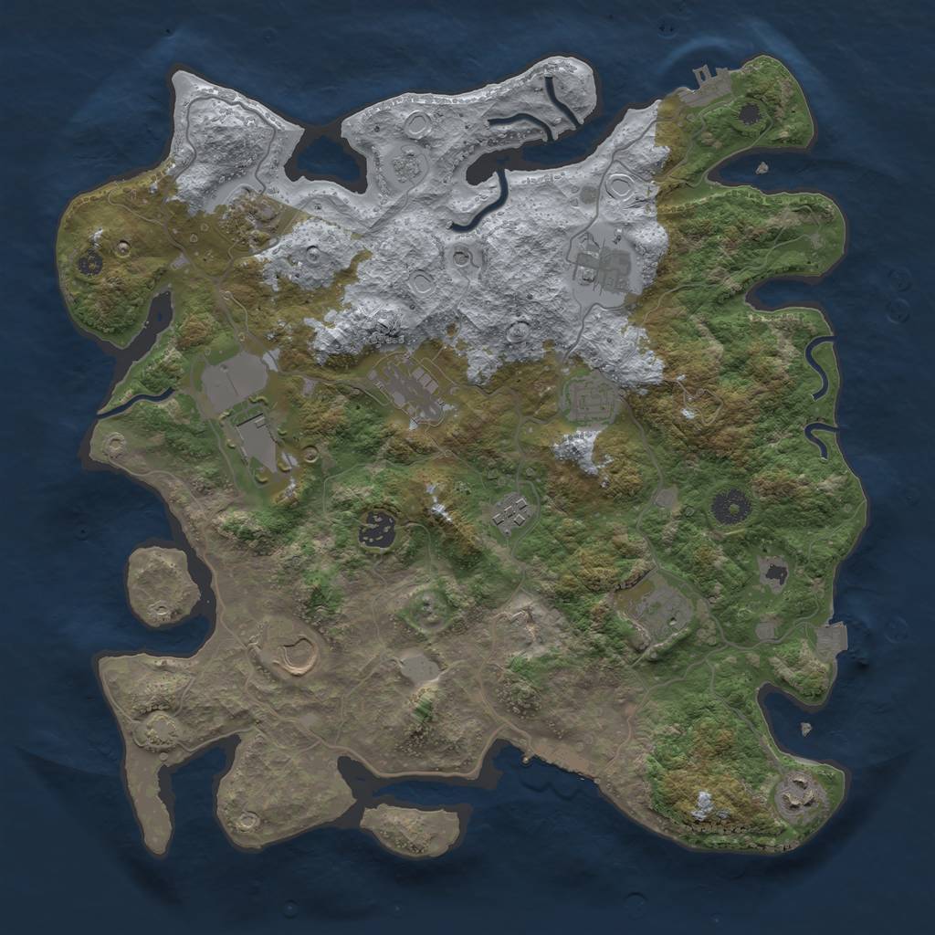 Rust Map: Procedural Map, Size: 3750, Seed: 92683148, 18 Monuments