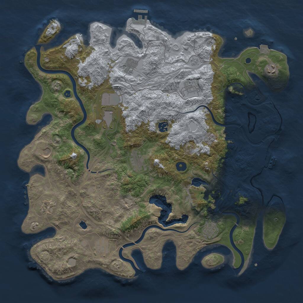 Rust Map: Procedural Map, Size: 4400, Seed: 44883382, 17 Monuments
