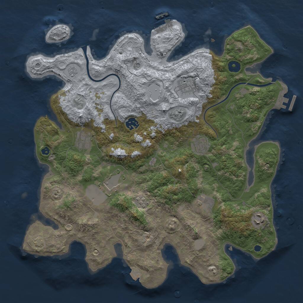 Rust Map: Procedural Map, Size: 3750, Seed: 45060450, 14 Monuments