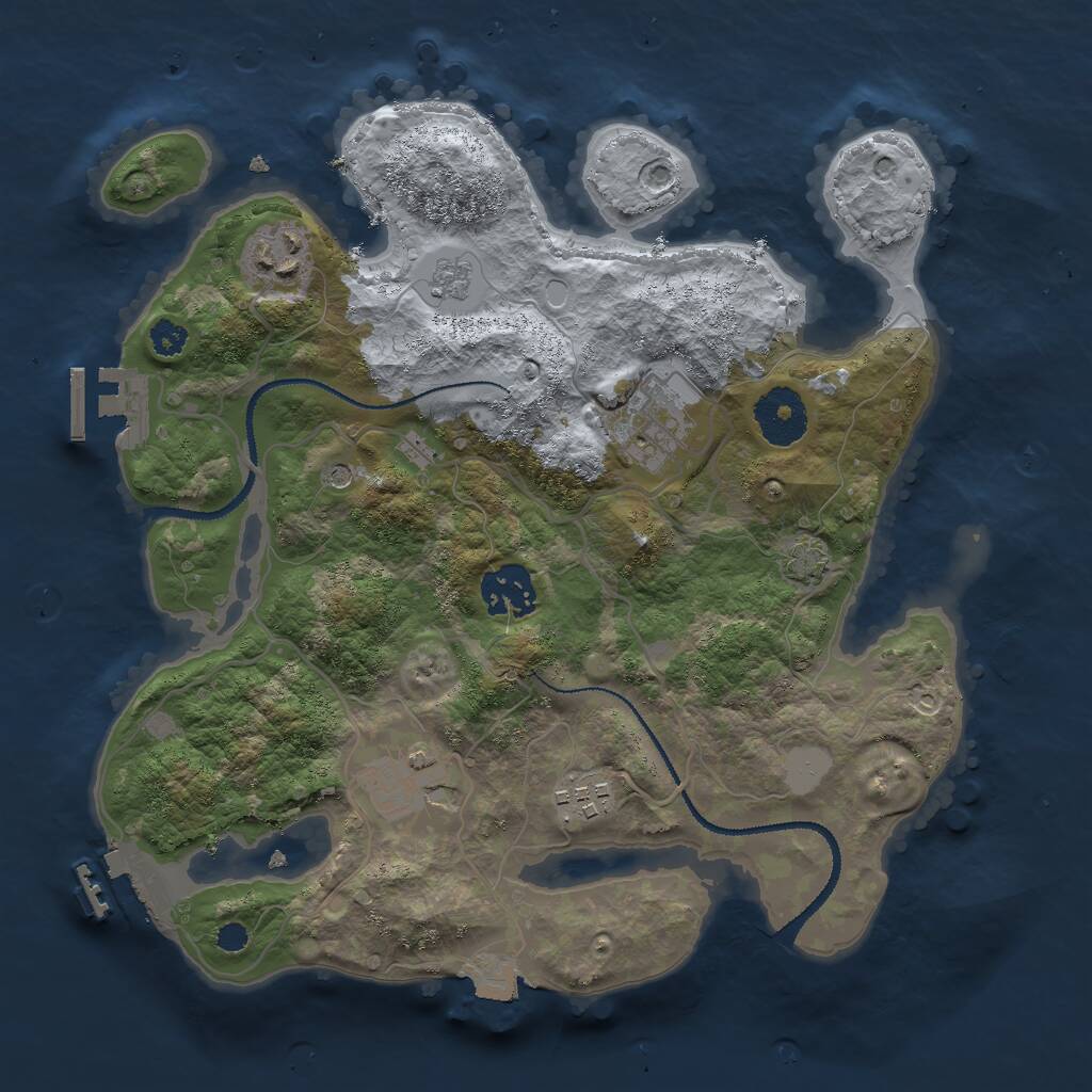Rust Map: Procedural Map, Size: 3000, Seed: 1253741892, 11 Monuments