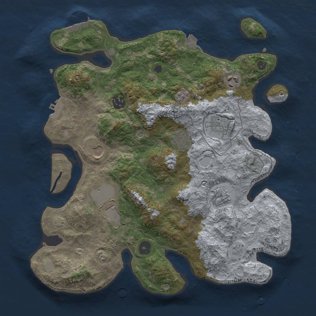 Rust Map: Procedural Map, Size: 3600, Seed: 87101344, 16 Monuments