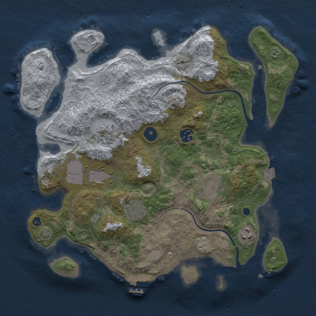 Rust Map: Procedural Map, Size: 3500, Seed: 763320490, 12 Monuments