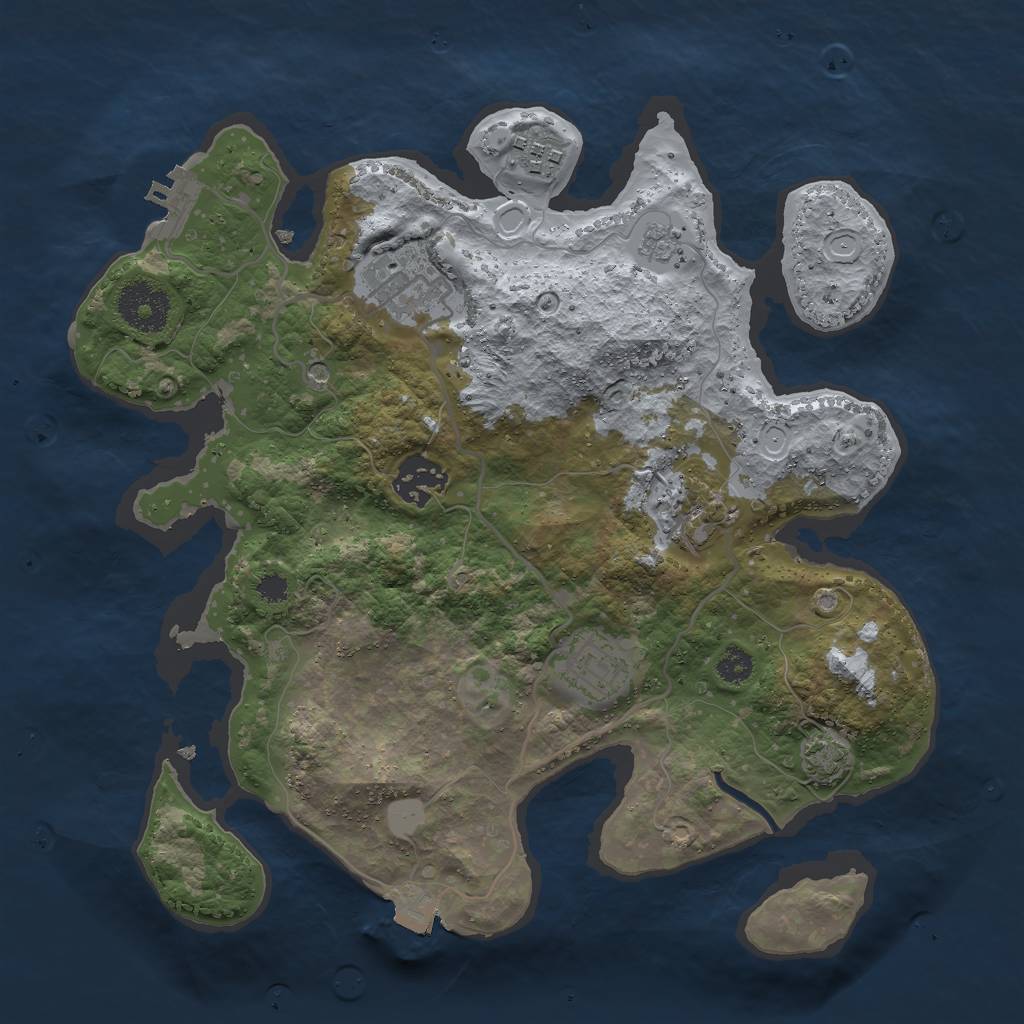 Rust Map: Procedural Map, Size: 3000, Seed: 8739, 12 Monuments