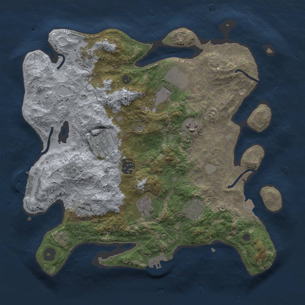 Rust Map: Procedural Map, Size: 3500, Seed: 317898998, 16 Monuments