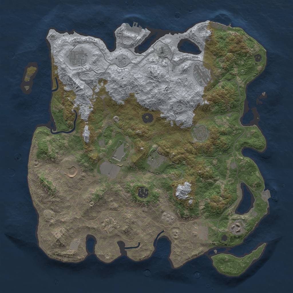 Rust Map: Procedural Map, Size: 4000, Seed: 46632887, 19 Monuments