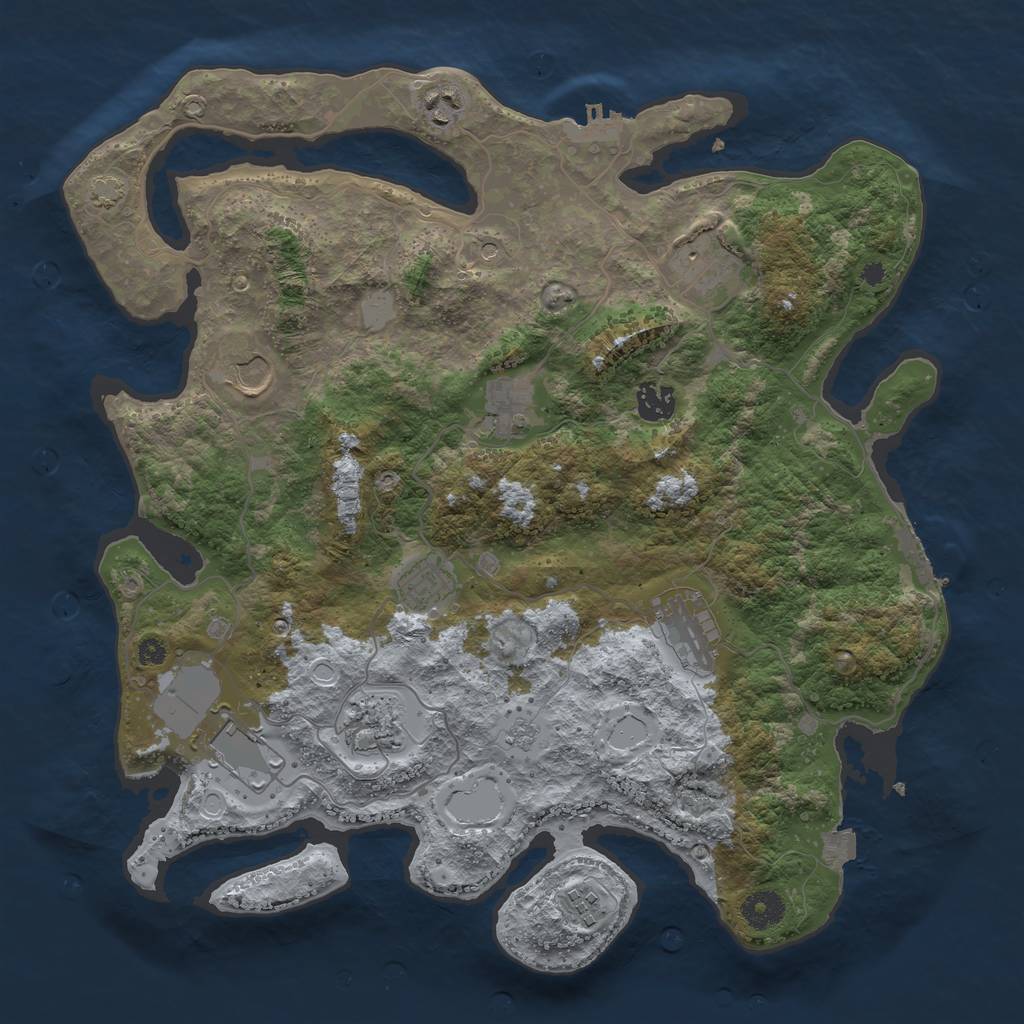Rust Map: Procedural Map, Size: 3800, Seed: 22905138, 18 Monuments