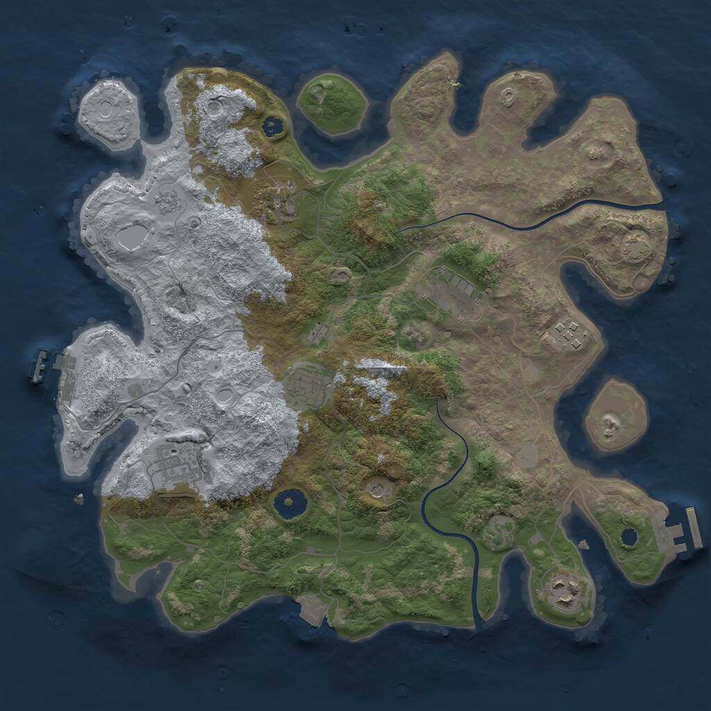 Rust Map: Procedural Map, Size: 3450, Seed: 76292819, 12 Monuments