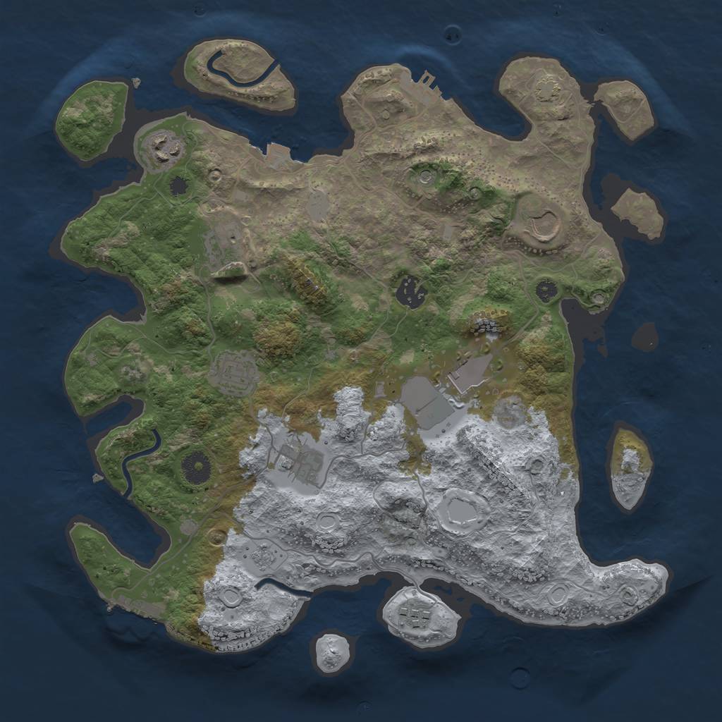 Rust Map: Procedural Map, Size: 3550, Seed: 76562701, 16 Monuments