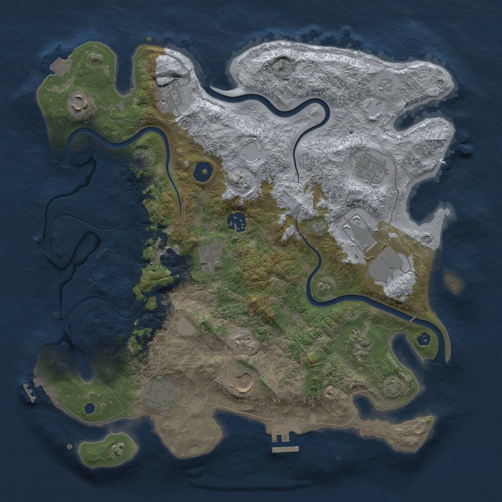 Rust Map: Procedural Map, Size: 3800, Seed: 987868150, 16 Monuments