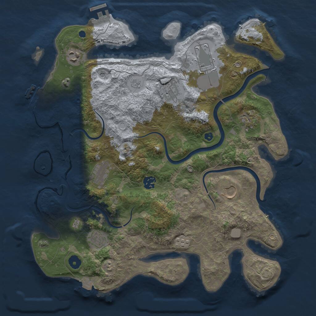 Rust Map: Procedural Map, Size: 3700, Seed: 3212195, 15 Monuments