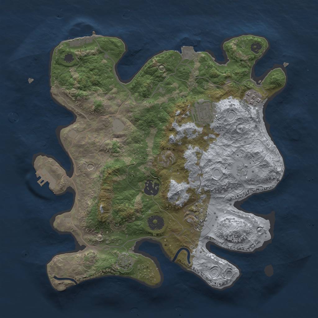 Rust Map: Procedural Map, Size: 3000, Seed: 497808, 12 Monuments