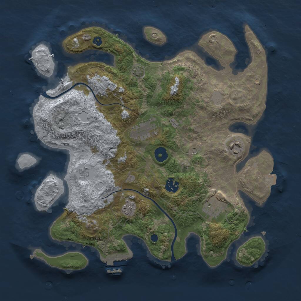 Rust Map: Procedural Map, Size: 3250, Seed: 2133080313, 10 Monuments