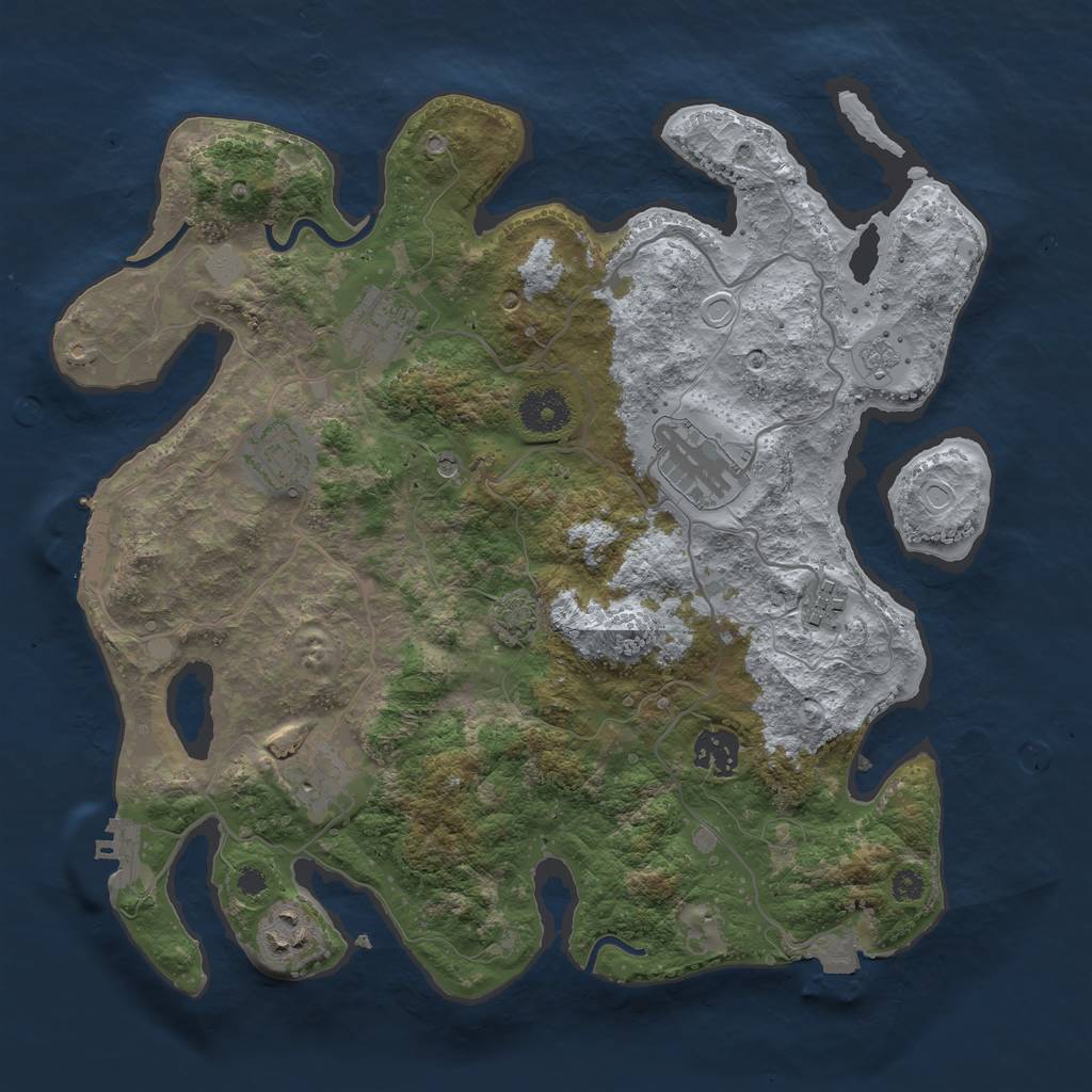 Rust Map: Procedural Map, Size: 3450, Seed: 38596119, 15 Monuments