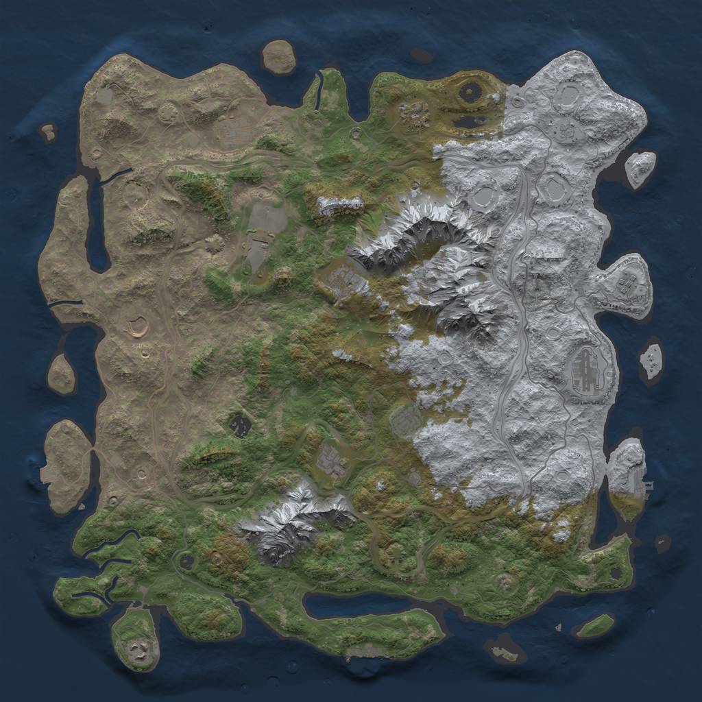 Rust Map: Procedural Map, Size: 5000, Seed: 284598132, 19 Monuments