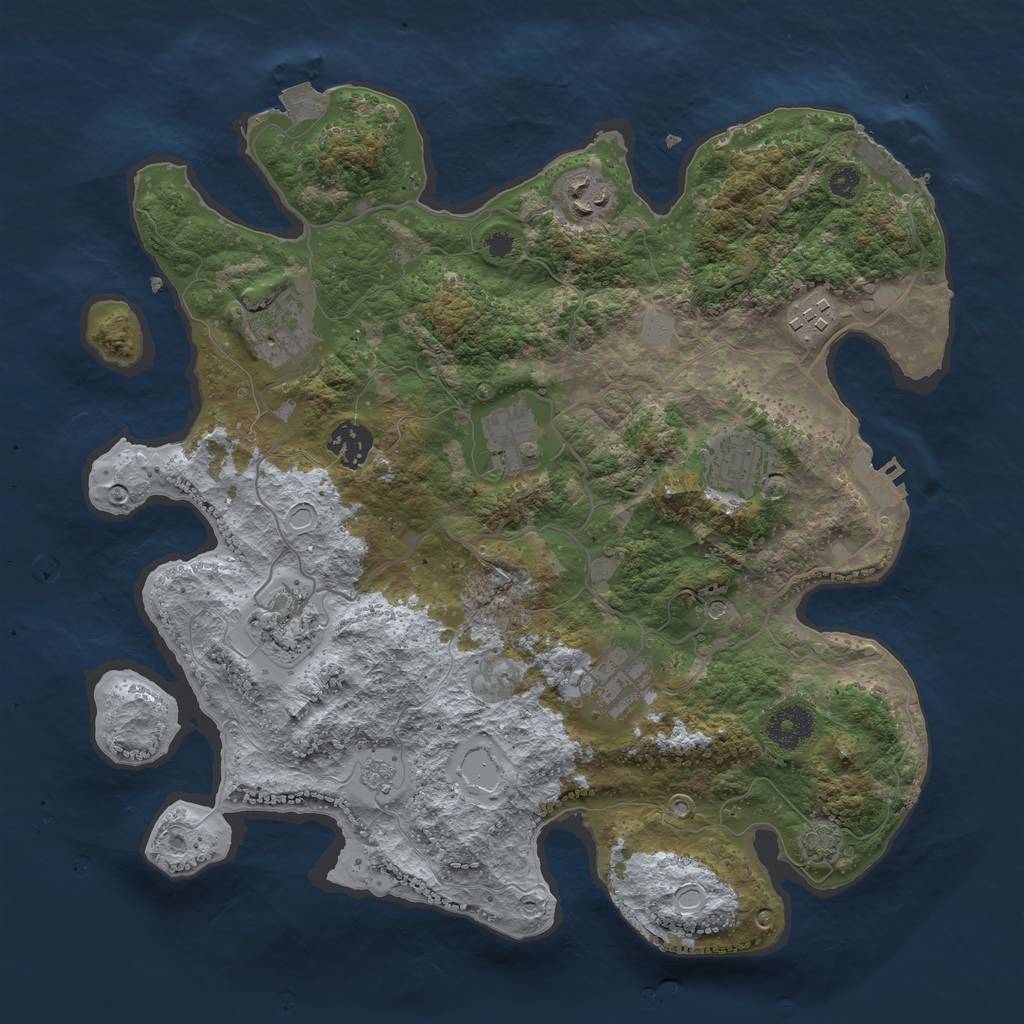 Rust Map: Procedural Map, Size: 3450, Seed: 4170840, 16 Monuments