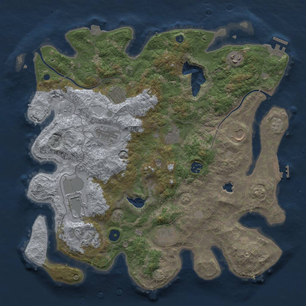 Rust Map: Procedural Map, Size: 4000, Seed: 1015904857, 16 Monuments
