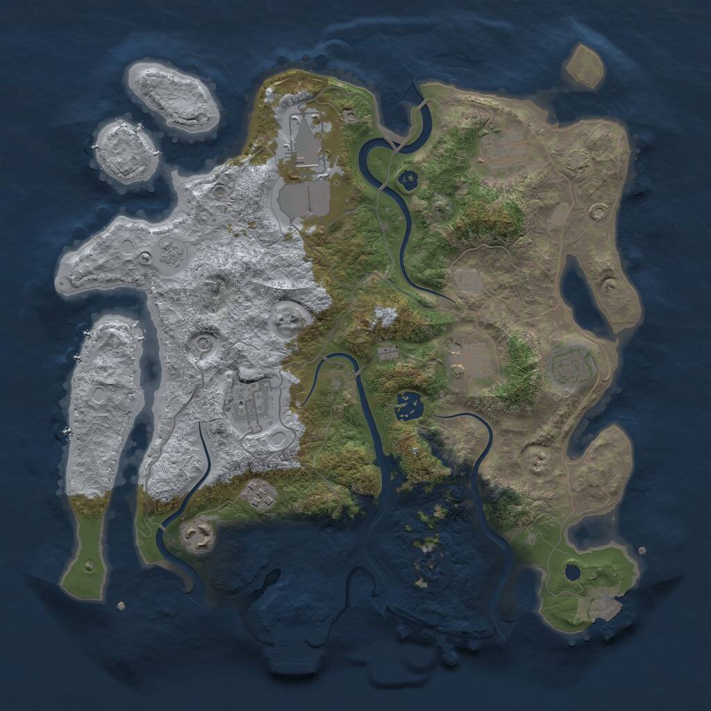 Rust Map: Procedural Map, Size: 3600, Seed: 73082494, 13 Monuments