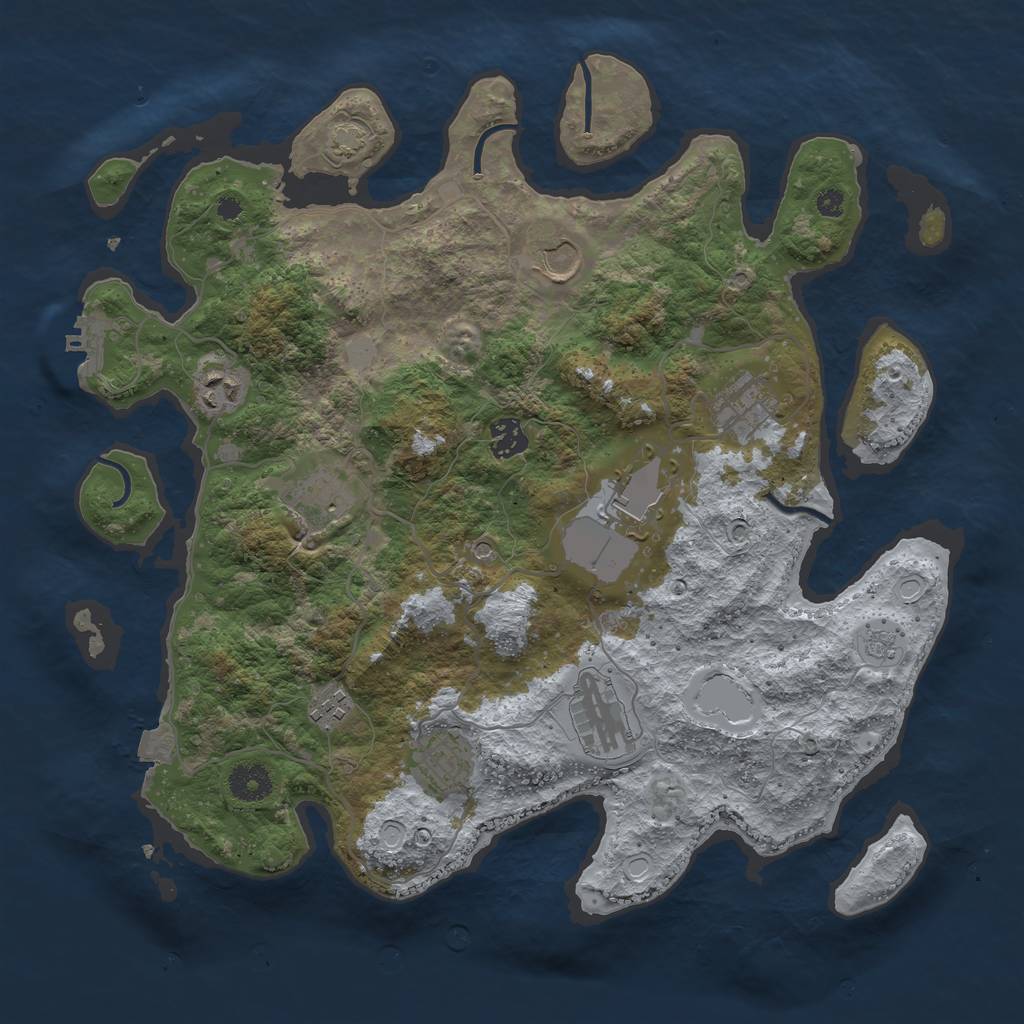 Rust Map: Procedural Map, Size: 3750, Seed: 70287719, 16 Monuments