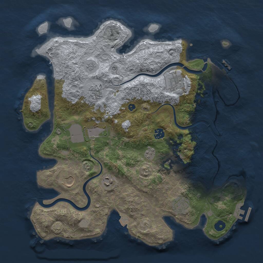 Rust Map: Procedural Map, Size: 3700, Seed: 59711261, 15 Monuments