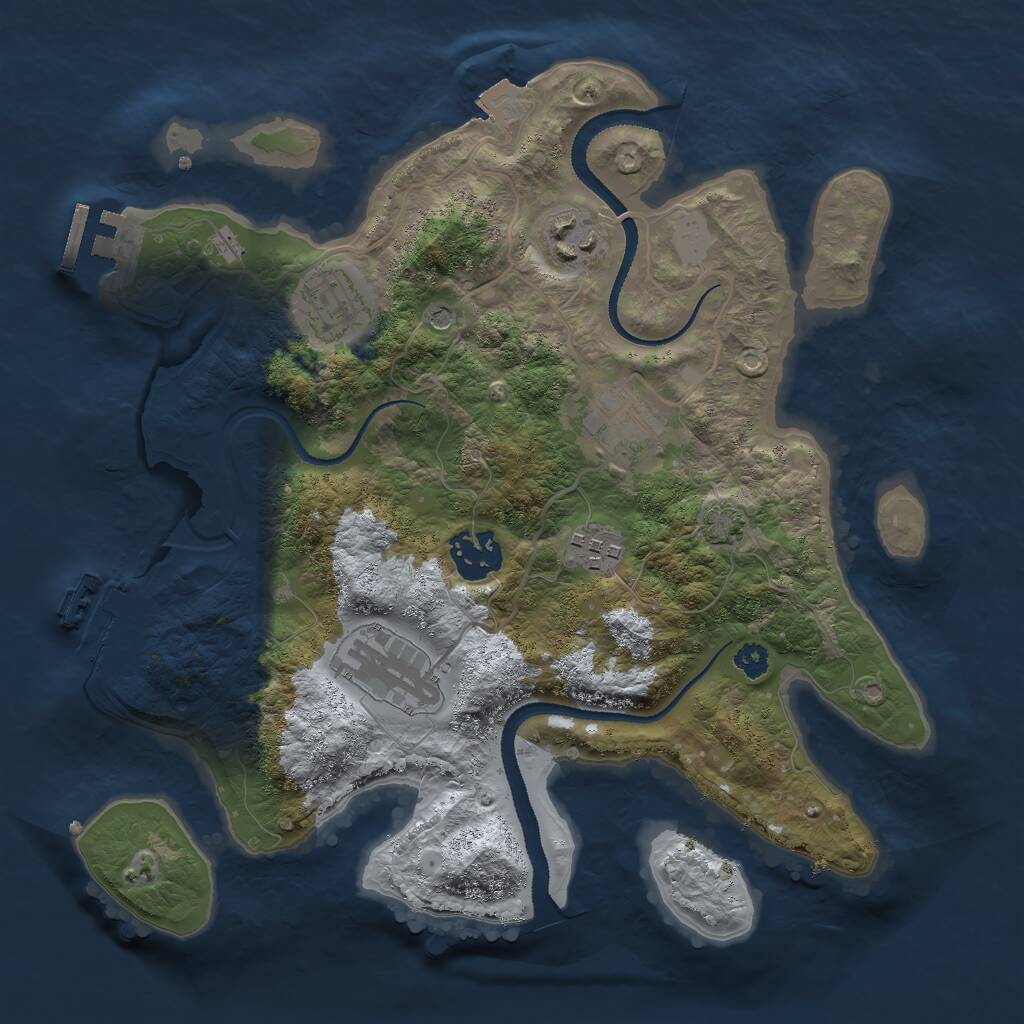 Rust Map: Procedural Map, Size: 3000, Seed: 1916256637, 11 Monuments