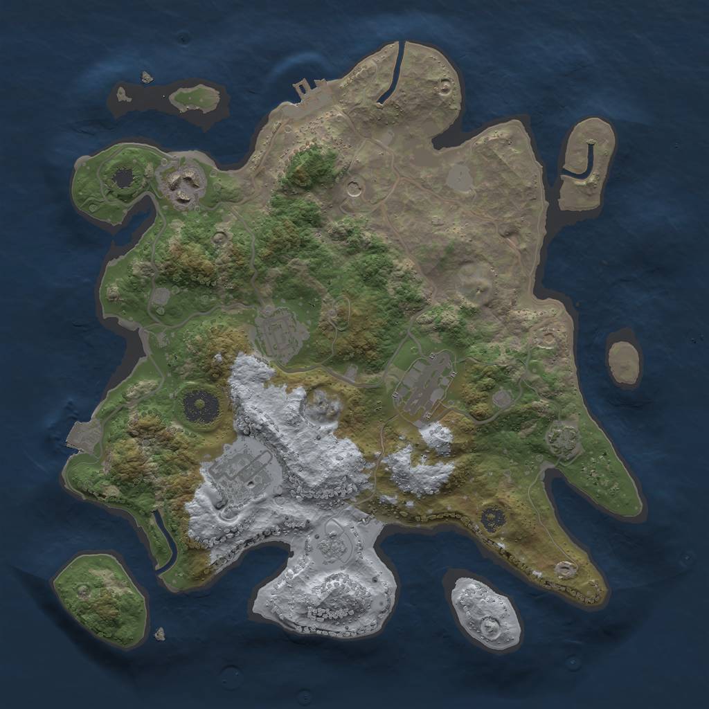 Rust Map: Procedural Map, Size: 3000, Seed: 1916256637, 11 Monuments
