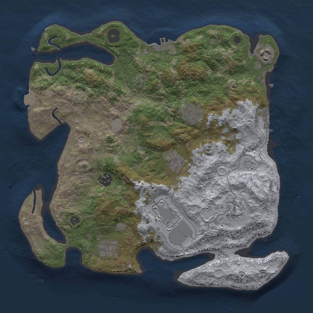 Rust Map: Procedural Map, Size: 3500, Seed: 153583320, 15 Monuments