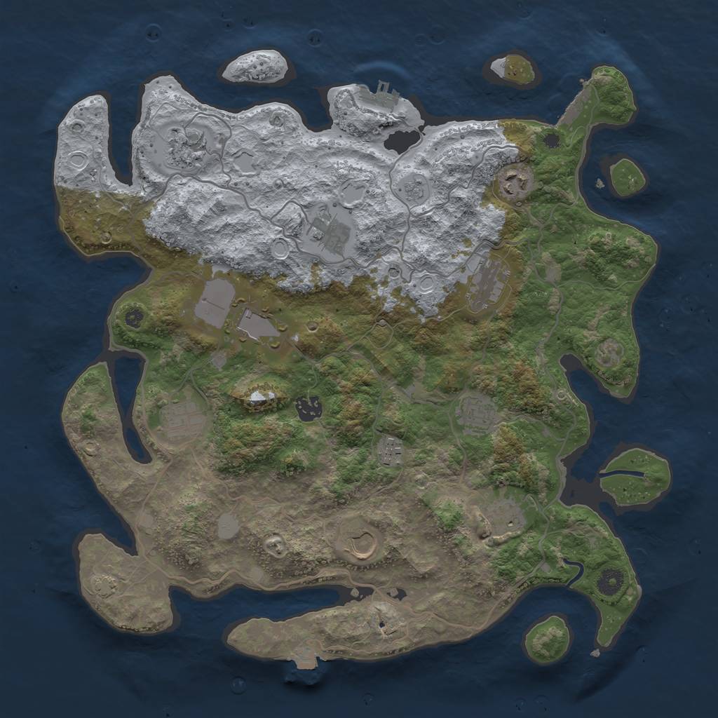 Rust Map: Procedural Map, Size: 4000, Seed: 1178333493, 19 Monuments