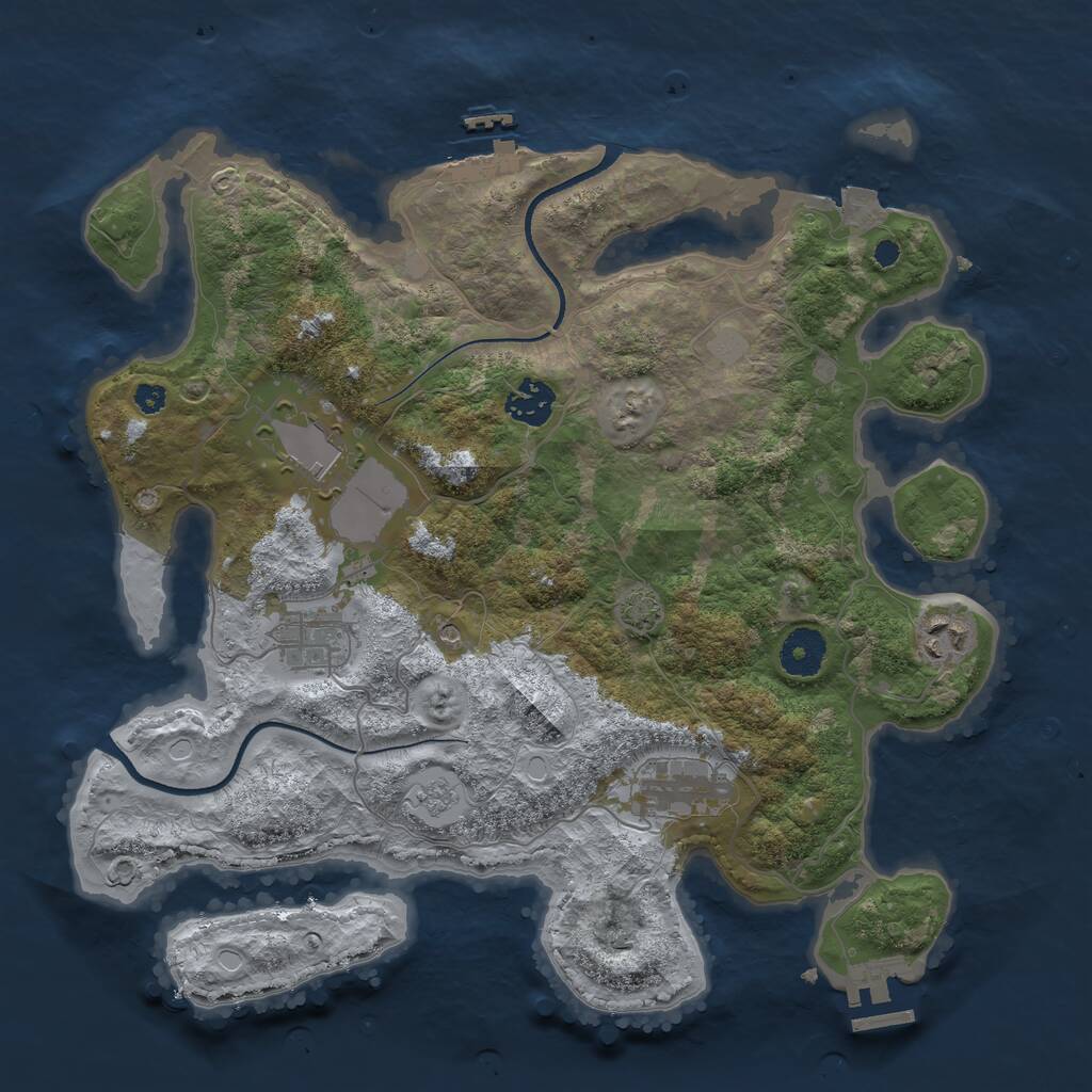 Rust Map: Procedural Map, Size: 3500, Seed: 62456, 11 Monuments