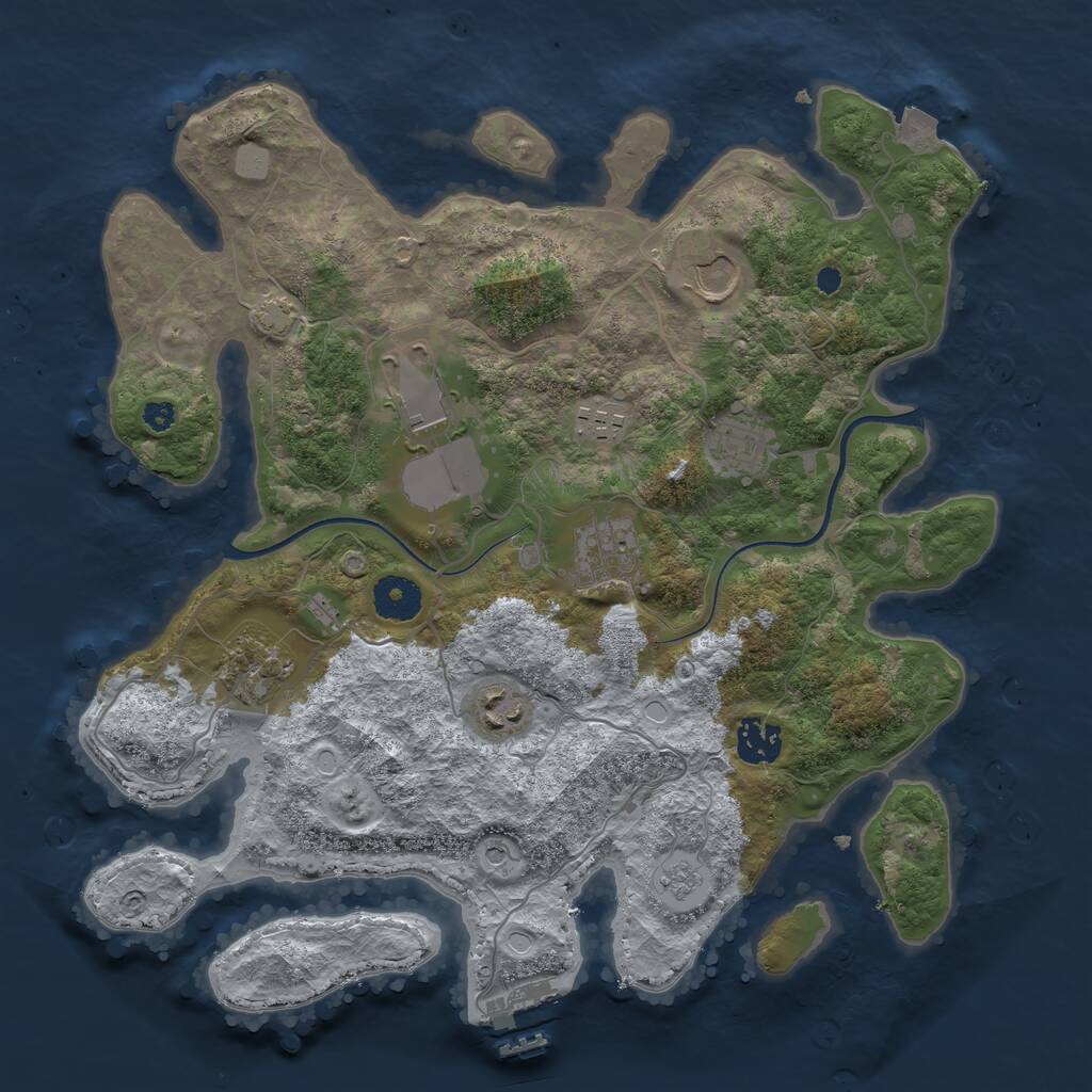 Rust Map: Procedural Map, Size: 3500, Seed: 654136513, 13 Monuments