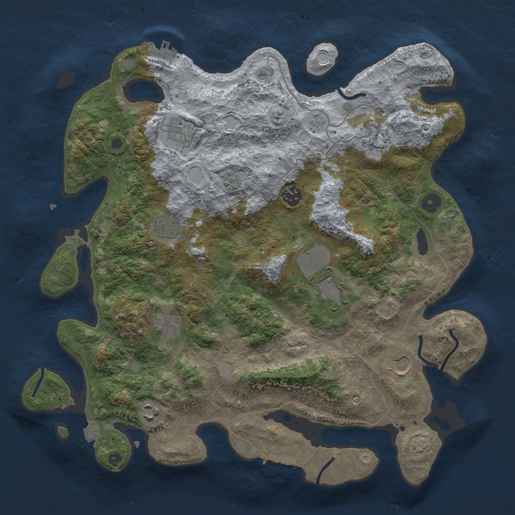Rust Map: Procedural Map, Size: 4000, Seed: 36656680, 17 Monuments