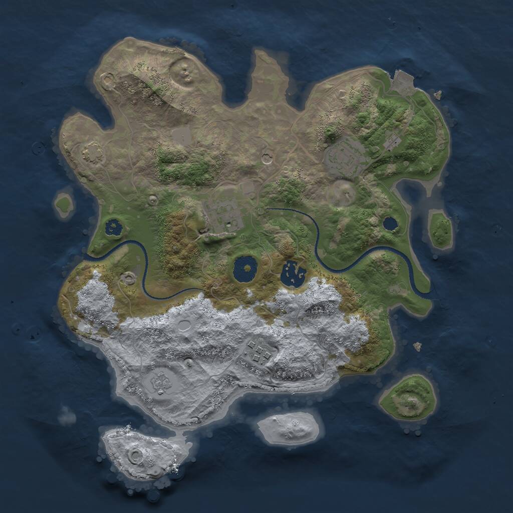 Rust Map: Procedural Map, Size: 3000, Seed: 739436, 8 Monuments