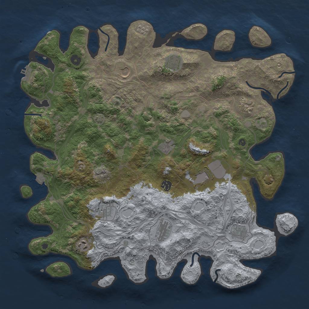 Rust Map: Procedural Map, Size: 4400, Seed: 55095742, 18 Monuments
