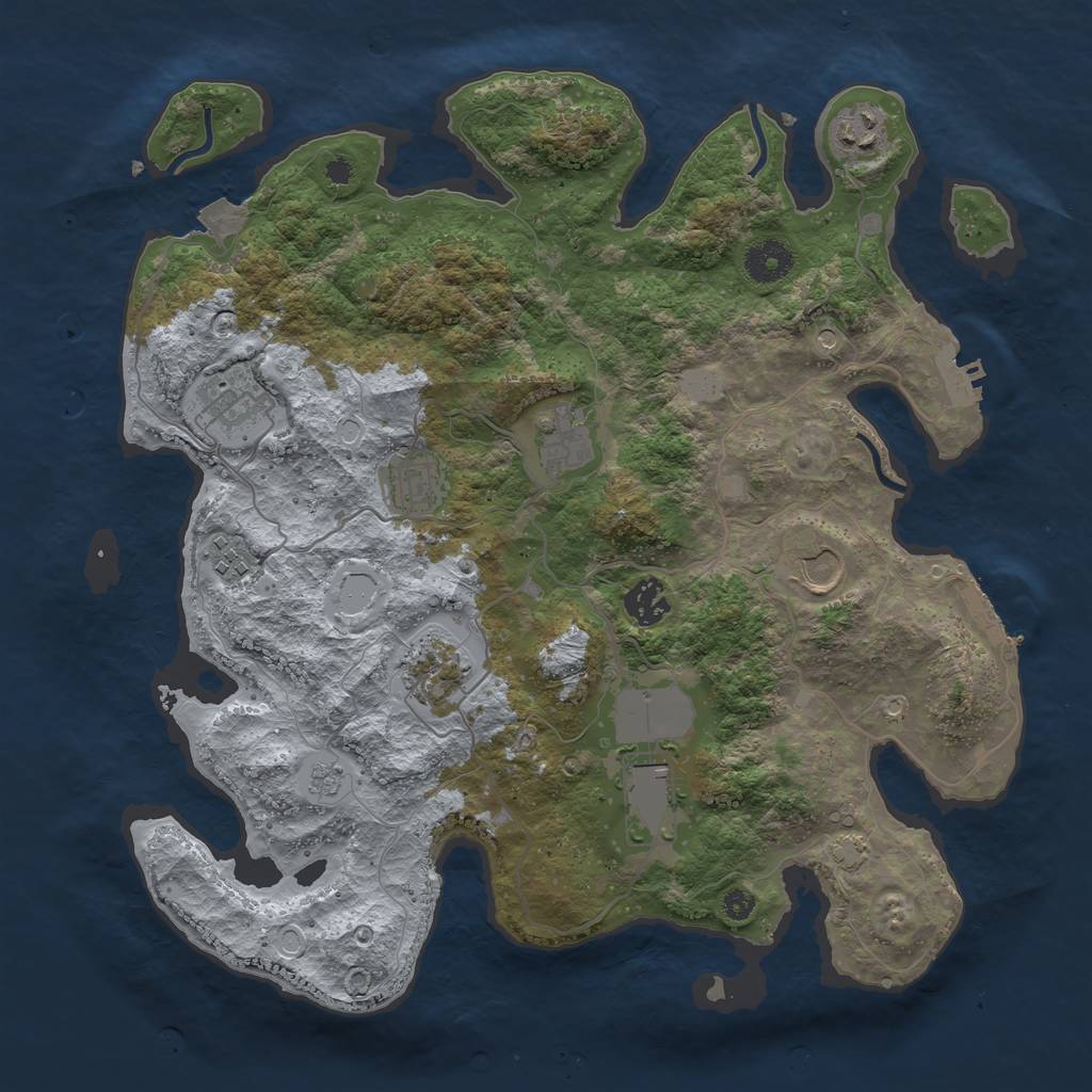 Rust Map: Procedural Map, Size: 3650, Seed: 28157977, 17 Monuments