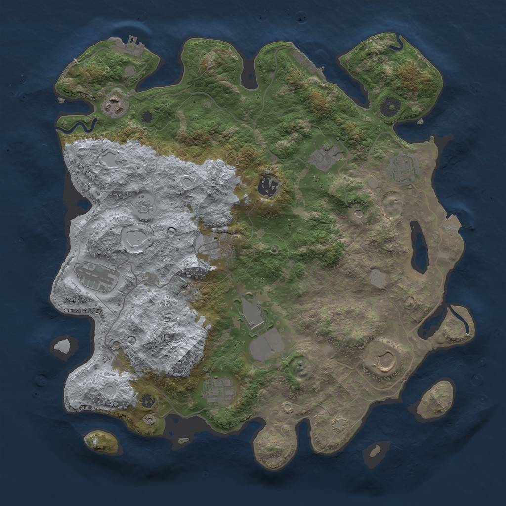 Rust Map: Procedural Map, Size: 3850, Seed: 77684891, 17 Monuments