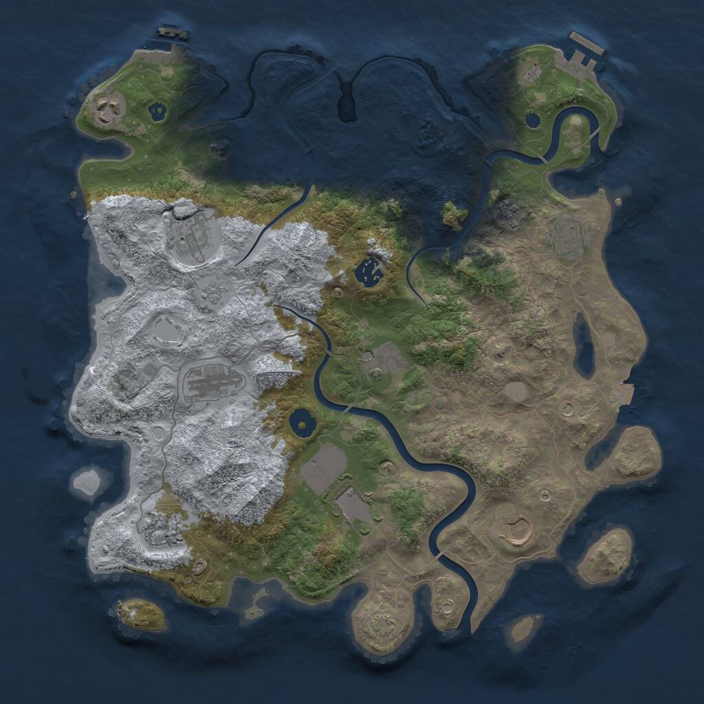 Rust Map: Procedural Map, Size: 3850, Seed: 77684891, 16 Monuments