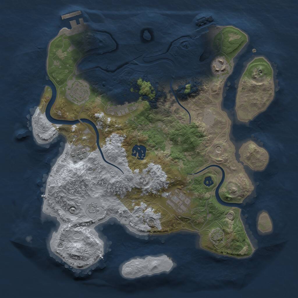 Rust Map: Procedural Map, Size: 3000, Seed: 1092523585, 12 Monuments