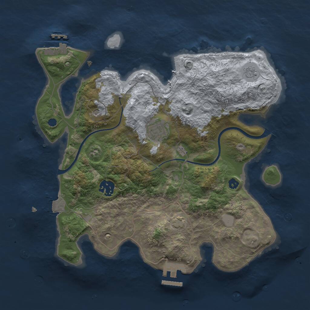 Rust Map: Procedural Map, Size: 3000, Seed: 340418171, 8 Monuments