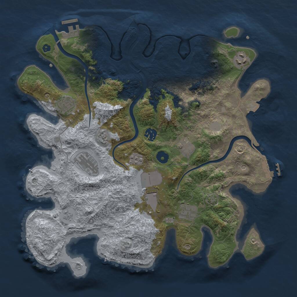 Rust Map: Procedural Map, Size: 3650, Seed: 97511527, 14 Monuments