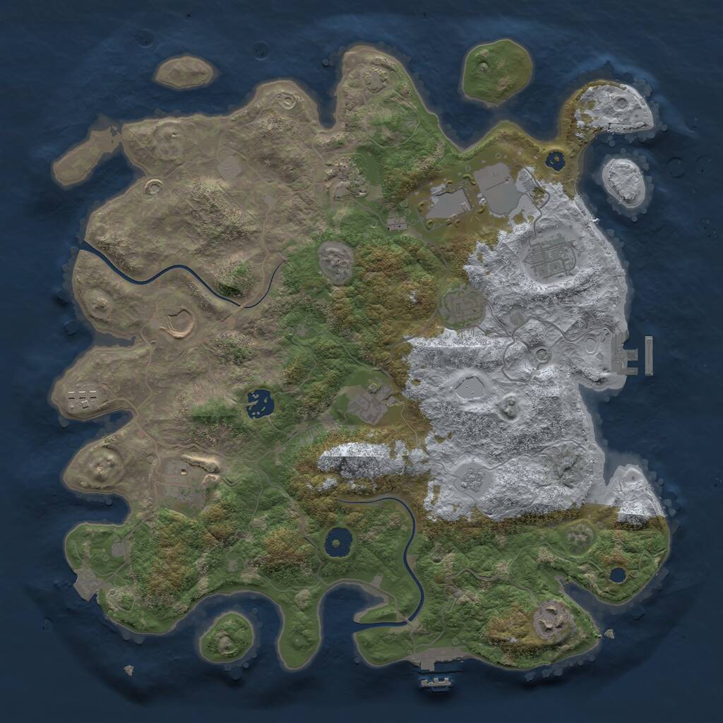 Rust Map: Procedural Map, Size: 3750, Seed: 283534, 16 Monuments