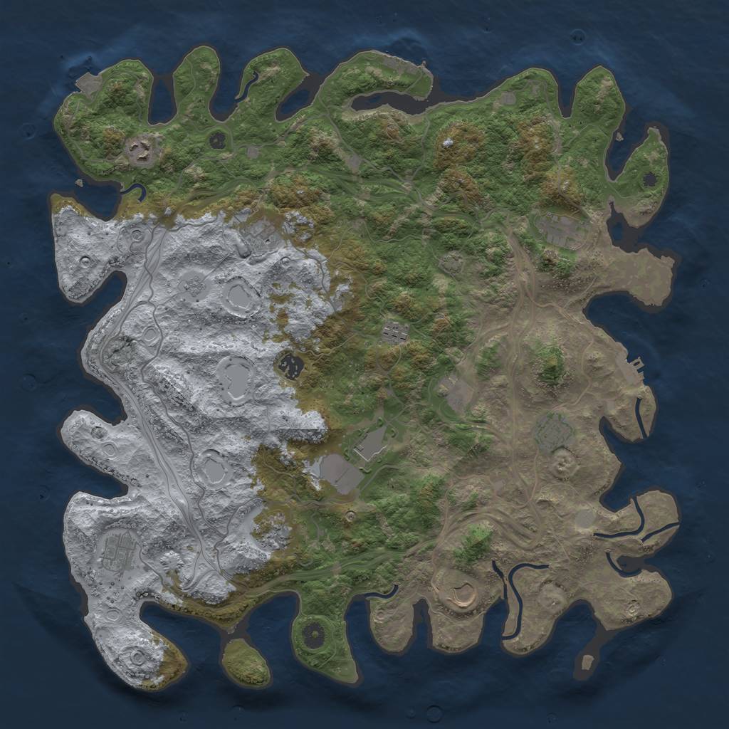 Rust Map: Procedural Map, Size: 4500, Seed: 2050552377, 19 Monuments
