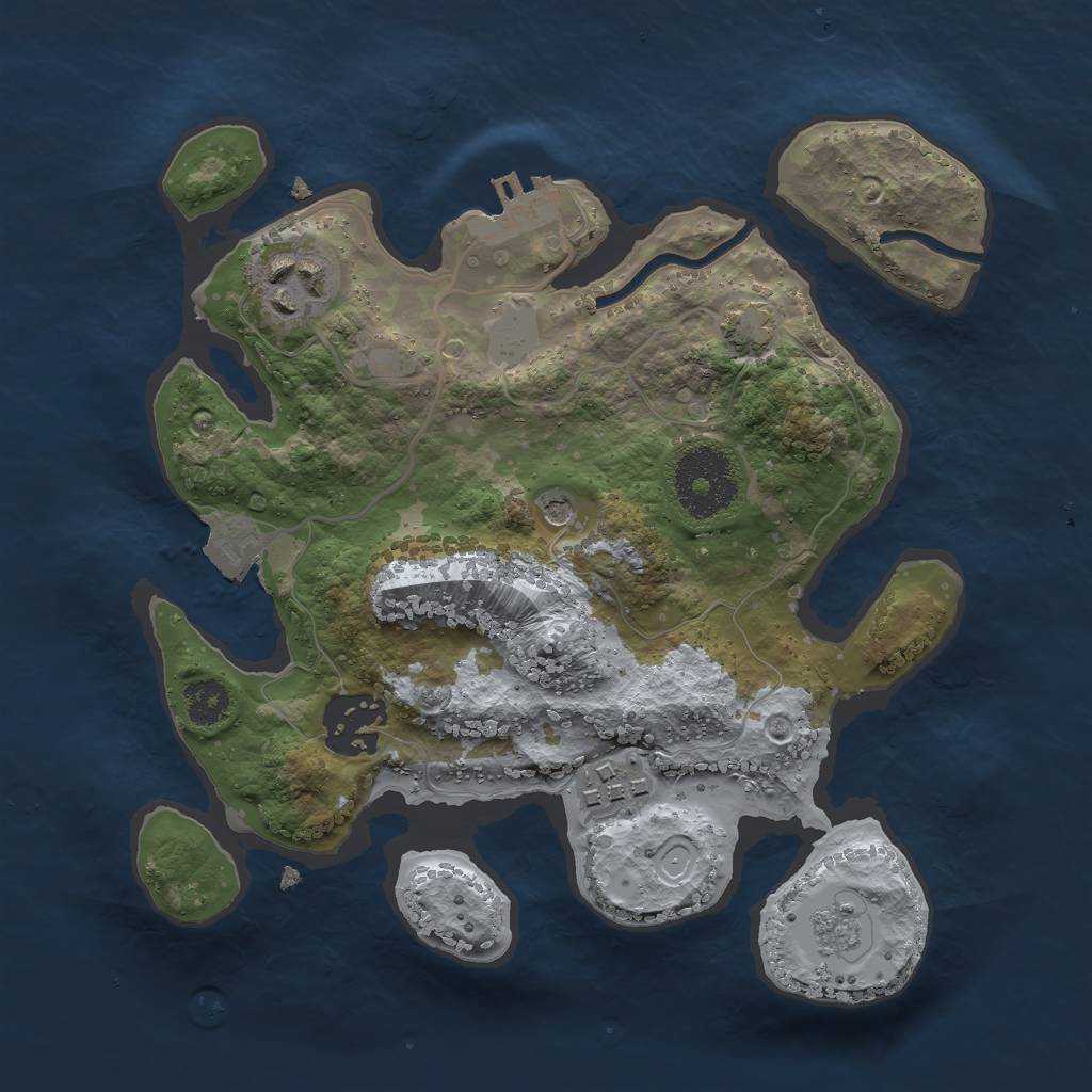 Rust Map: Procedural Map, Size: 2500, Seed: 897064781, 10 Monuments