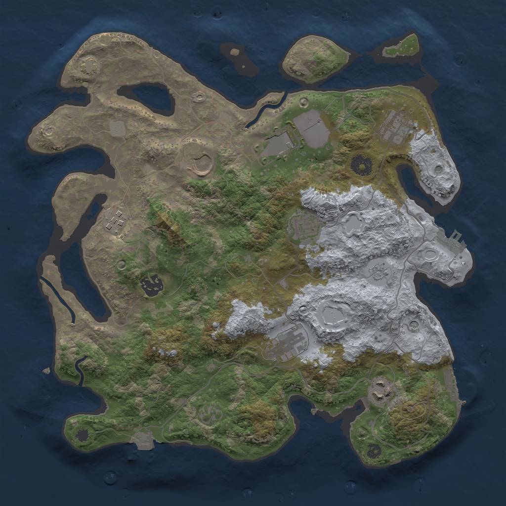 Rust Map: Procedural Map, Size: 3500, Seed: 729871244, 16 Monuments
