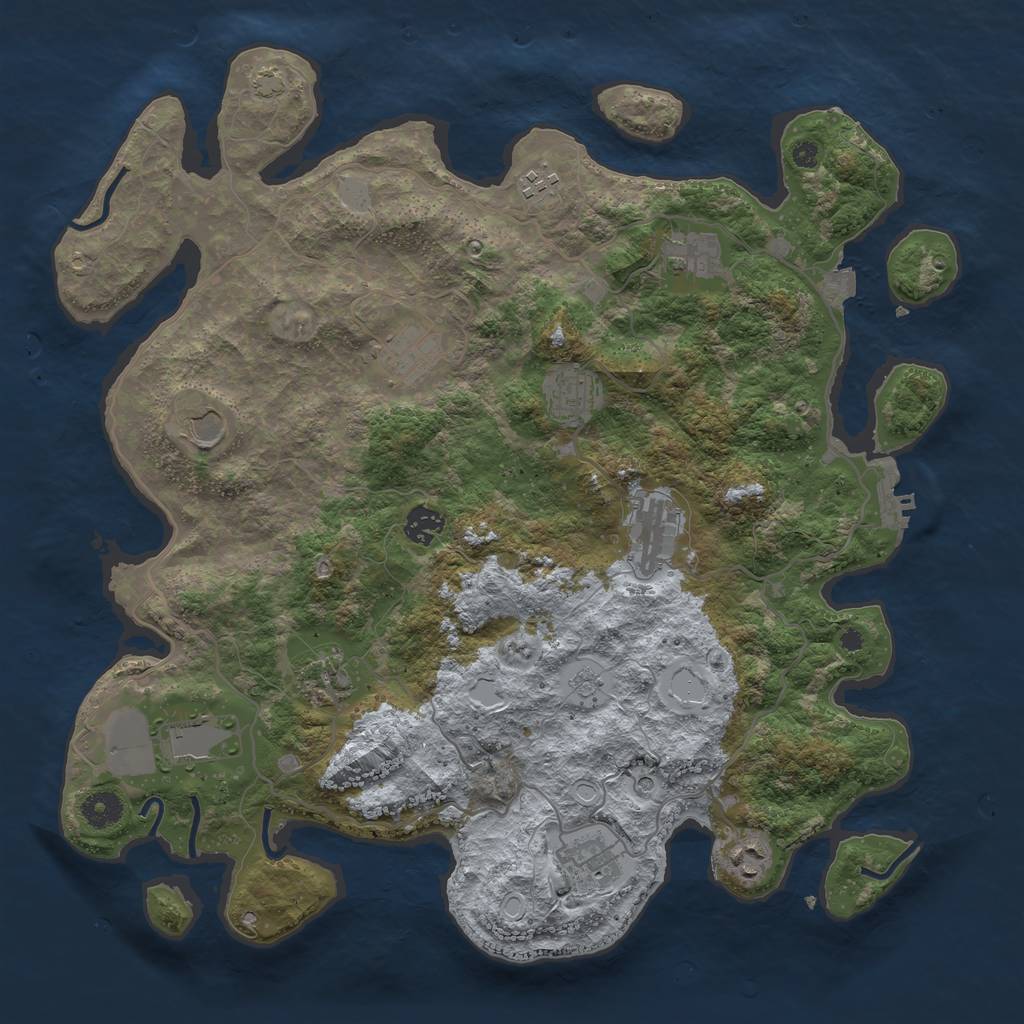 Rust Map: Procedural Map, Size: 4000, Seed: 990259, 18 Monuments