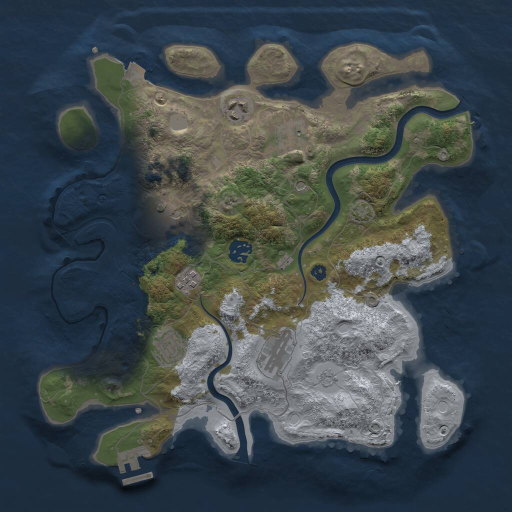 Rust Map: Procedural Map, Size: 3300, Seed: 4691308, 12 Monuments