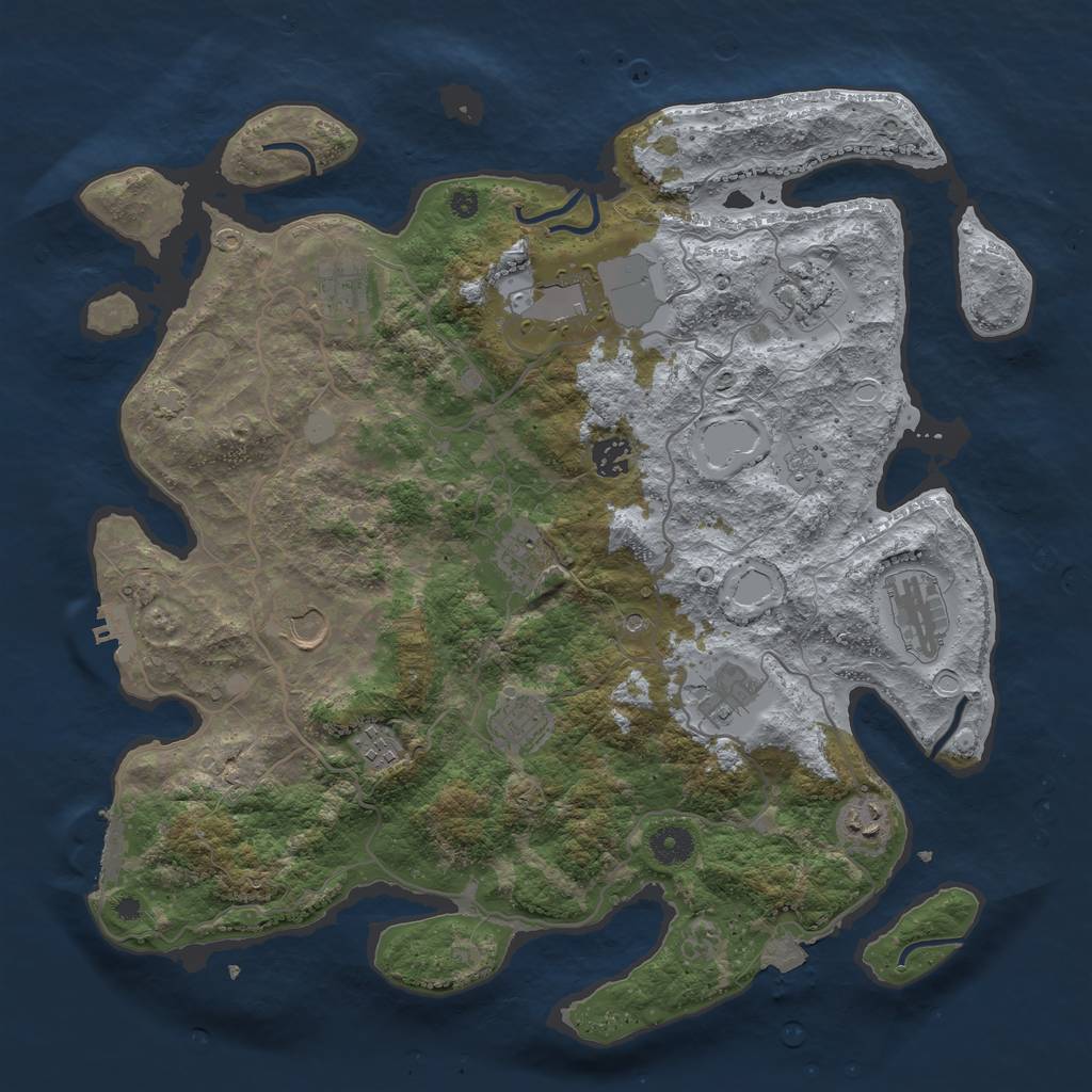 Rust Map: Procedural Map, Size: 4000, Seed: 1799788129, 19 Monuments