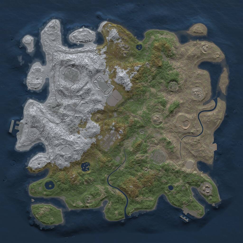 Rust Map: Procedural Map, Size: 3950, Seed: 1690827305, 15 Monuments