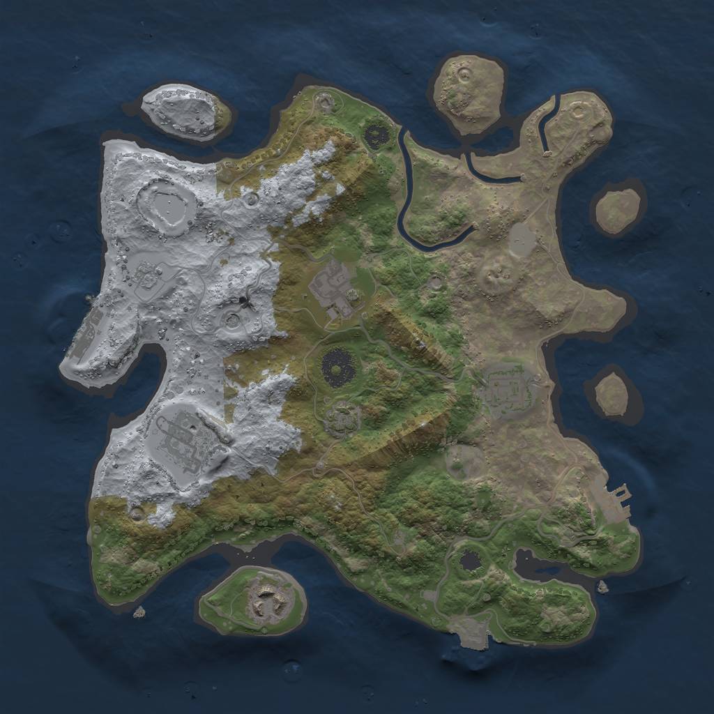 Rust Map: Procedural Map, Size: 3000, Seed: 629845, 12 Monuments