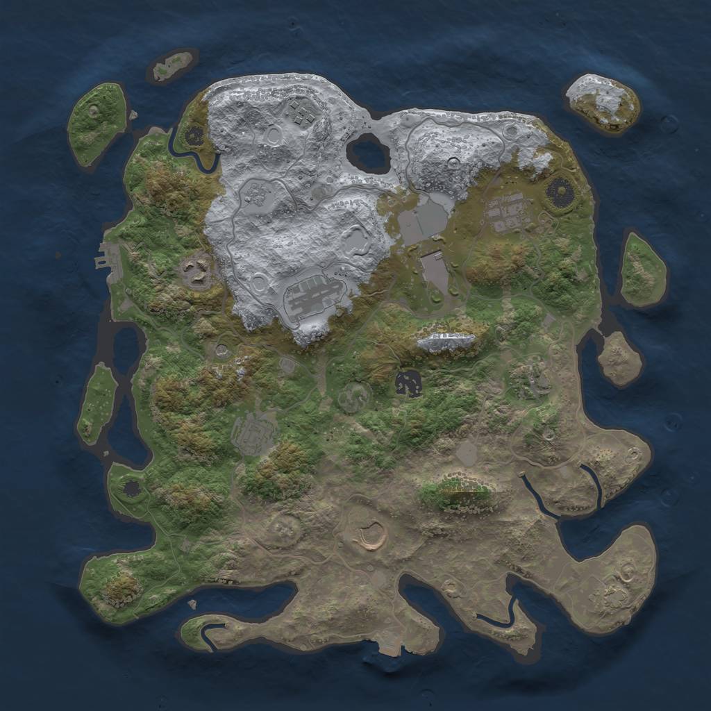 Rust Map: Procedural Map, Size: 3750, Seed: 800361724, 16 Monuments