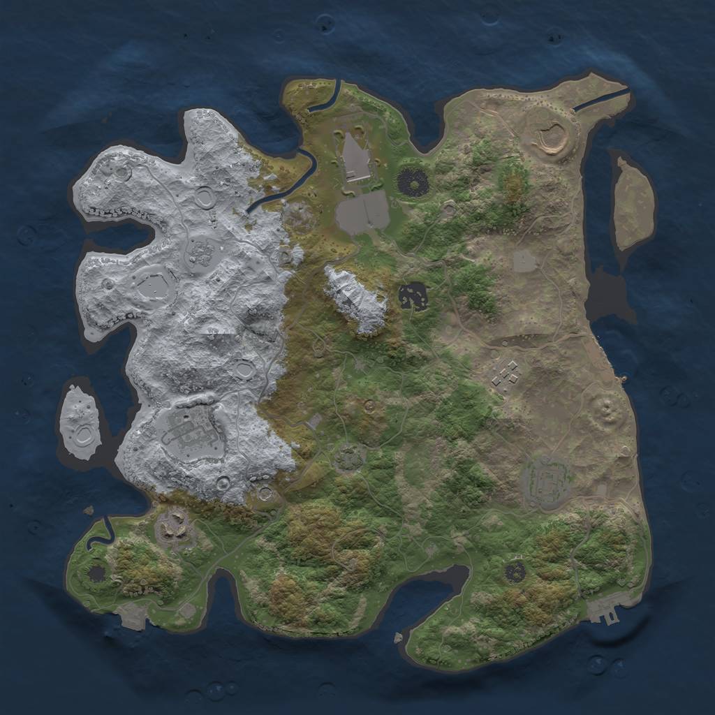 Rust Map: Procedural Map, Size: 3500, Seed: 844801771, 15 Monuments
