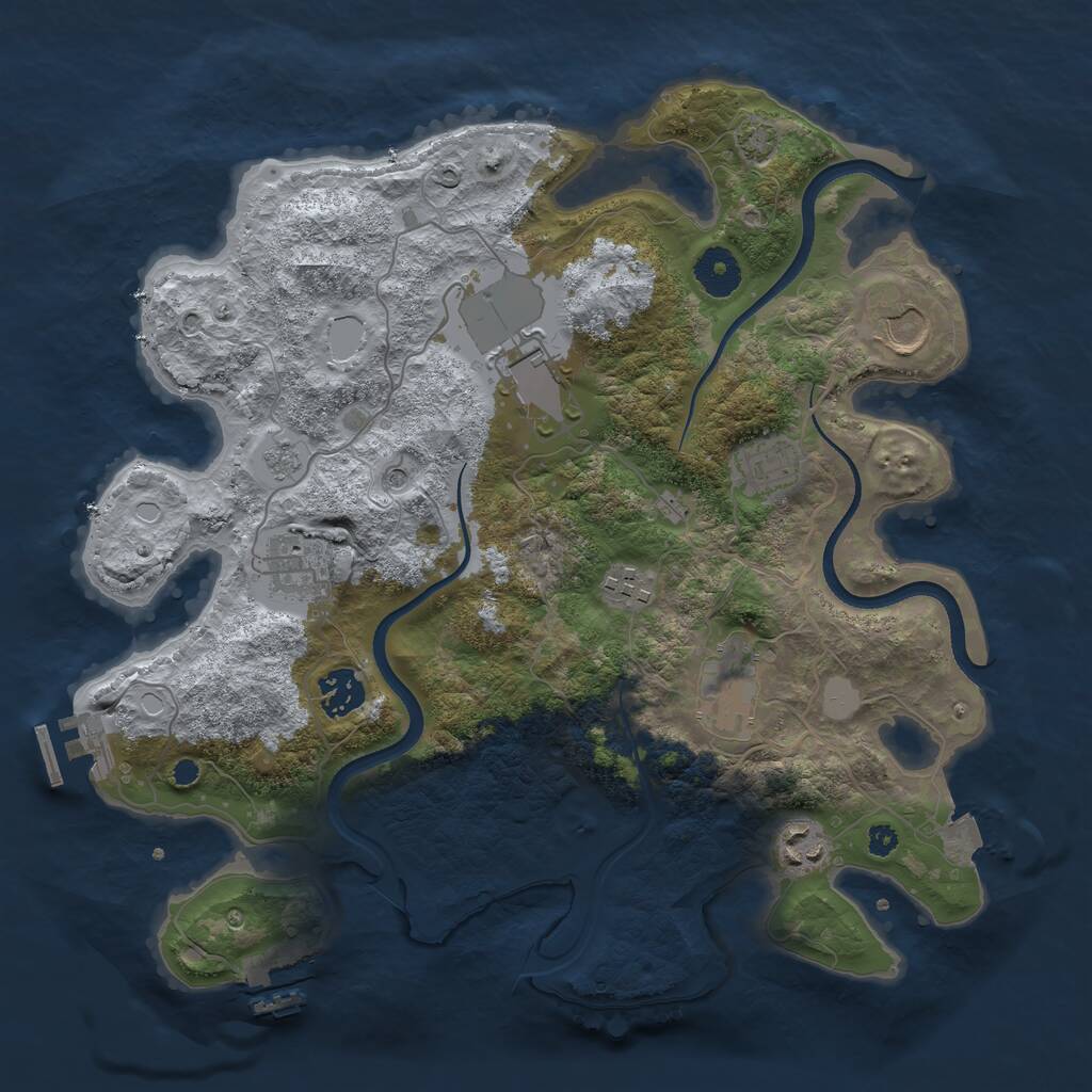 Rust Map: Procedural Map, Size: 3500, Seed: 118665406, 14 Monuments